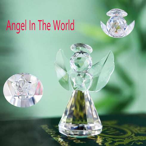 HDCRYSTALGIFTS 3-Inch Clear Crystal Guardian Angel Figurine Paperweight Decor Glass Statue Ornaments Gift for Women