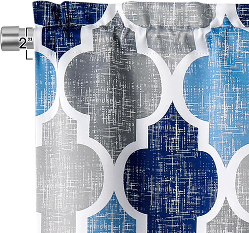 Beauoop Lattice Blackout Window Valance Curtain Panels - Thermal Insulated Drapes for Kitchen Cafe Living Room