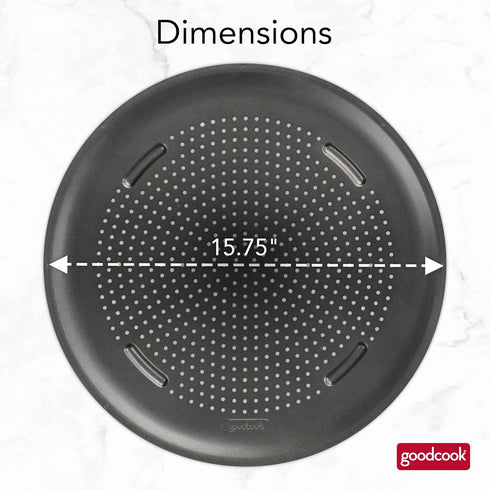 GoodCook AirPerfect Nonstick 16” Pizza Pan, Perforated Round Pizza Tray for Oven, Carbon Steel Baking Pan