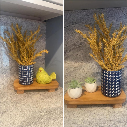 Farmhouse Wood Tray, Rustic Wooden Pedestal 12 * 5.5 * 2 inches for Kitchen Counter and Bathroom Decor