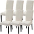 SearchI Jacquard Dining Room Chair Covers, Set of 6, Washable Parsons Chair Slipcover, Beige Floral