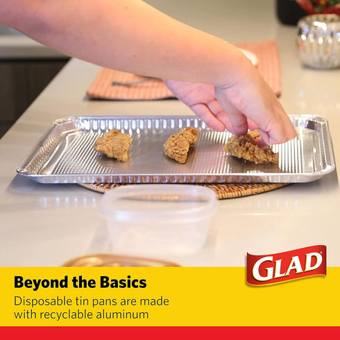 Glad Disposable Bakeware Aluminum Cookie Sheets for Baking & Roasting, 12 Count, 16" x 11"