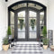 SEEKSEE 27.5"x43" Cotton Buffalo Plaid Rug, Gray and White Checked Washable Doormat for Indoor Outdoor Layered Entry