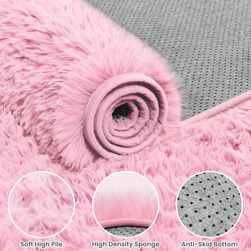 5x7 Area Rugs for Living Room Rug: Soft Fluffy Shag Light Pink Rugs for Bedroom, Non-Slip Large Fuzzy Plush Rug Indoor