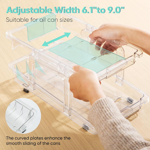2 Pack, 6.1''-9.38'' VUSIGN Expandable Soda Can Organizer Adjustable Width Can Dispenser for Refrigerator W, Drink