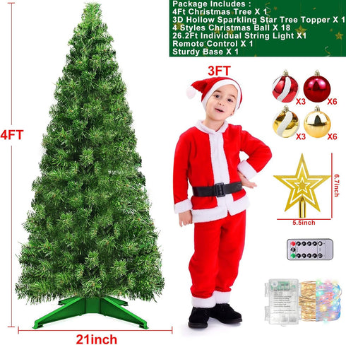8 4 100 18 3D Remote Mode & Timer Ft Mini Christmas Tree with Warm White & Multi Color Change Lights DIY Balls
