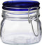Bormioli Rocco Fido Square Jar, 17-1/2-Ounce, Blue Lid