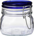Bormioli Rocco Fido Square Jar, 17-1/2-Ounce, Blue Lid