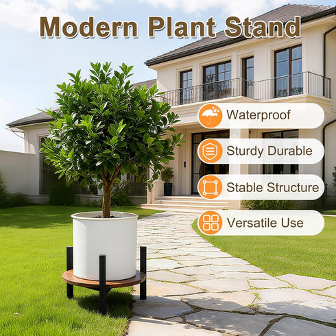 (2pack)) Vigordream Plant Stand Indoor, Heavy Duty Sturdy Metal Wooden Plant Holder Stool, Low Short Single Flower Pot