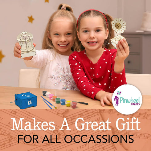 5+ 3-in-1 Set Pinwheel Crafts DIY Wooden Music Box Kit for Kids Age - Make Your Own Music Box Kit with Carousel