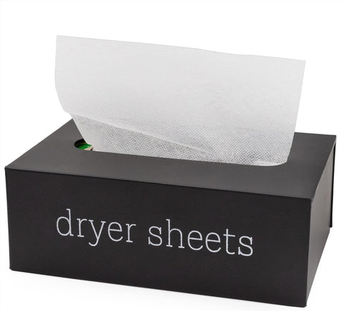 AuldHome Farmhouse Dryer Sheet Dispenser (Black) - Enamelware Fabric Softener Sheet Holder for Countertop Laundry Room.