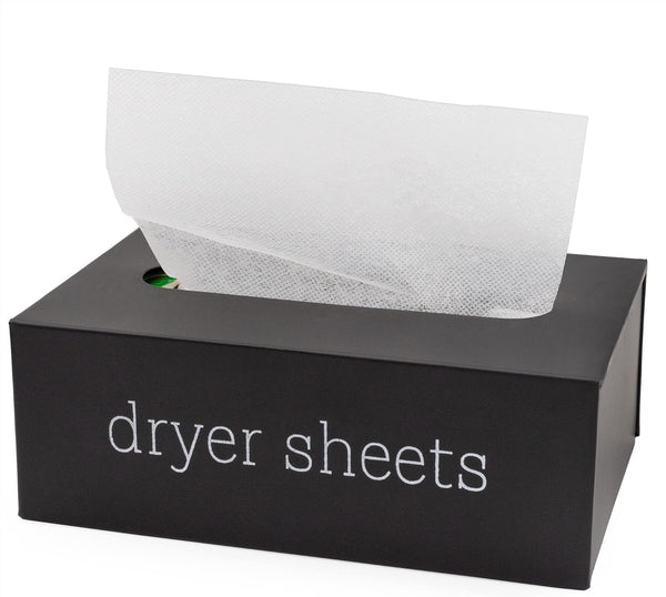AuldHome Farmhouse Dryer Sheet Dispenser (Black) - Enamelware Fabric Softener Sheet Holder for Countertop Laundry Room.