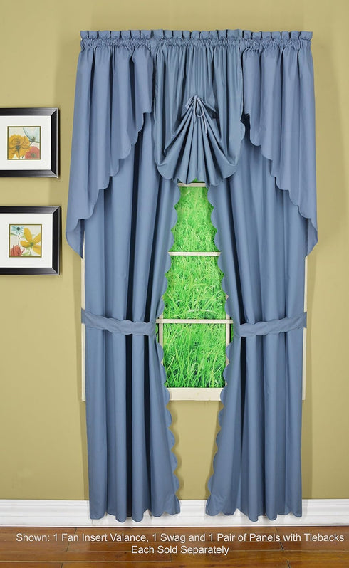 Today's Curtain Orleans Scallop Curtain - Blue 72" Panel Pair with Tieback, 60" W x 72" L, 4-Piece Set