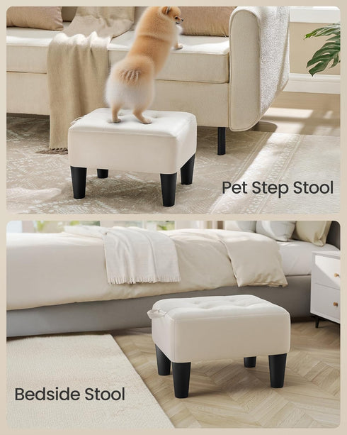 330 lb ULOM501W01 SONGMICS Foot Stool with Legs, Small Footstool Ottoman, Velvet Seat with Thick Cushion, for Living