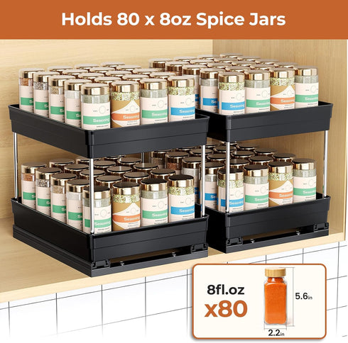 Mystozer 8.26''Wx10.62''Dx8.66''H, 2 Packs-2 Pull Out Spice Rack Organizer for Cabinet, Slide Out Spice Racks