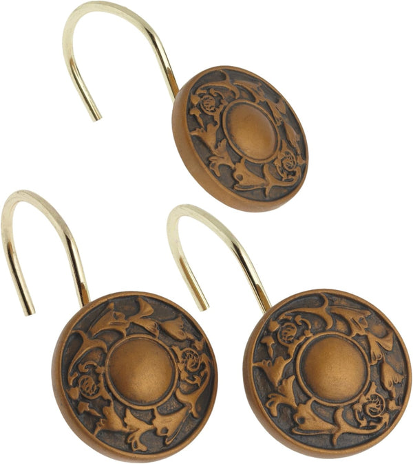 Carnation Home Fashions Regency Ceramic Resin Shower Curtain Hook, Bronze