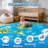 4x5ft Kids Playroom Rug, World Map Play Mat with Cute Animals, Washable Durable Soft Carpet Kid Educational Rugs