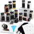 AOZITA 14 Pcs Glass Spice Jars with Black Lids, 4oz Square Bottles, Airtight Metal Caps, Silicone Funnel