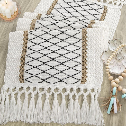 36 inches, yuboo Boho Table Runner, Short Spring Coffee Table Runner Macrame Dresser Runner Scarf for Nightstand