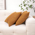 Pack 2 18 18 Inch of Orange Brown Boucle Decorative Pillow Cover with Faux Leather Modern Accent Pillow Case x Textured