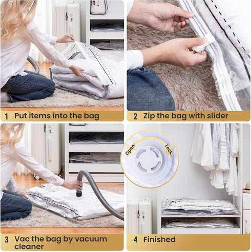 TAILI-LONG SIDE ZIP 10 Pack Vacuum Storage Bags, Extra Large Space Saver Bags (39x28 inches) for Closet Organization