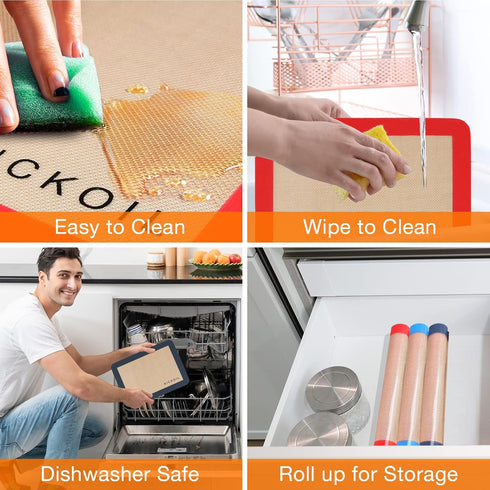 Silicone Baking Mats Small Quarter Sheet, BPA Free Cooking Essentials, Baking Sheets for Oven Cookies & Pizza