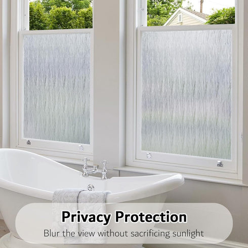VELIMAX Frosted Window Privacy Film Non-Adhesive Cling for Home - Clear Water Opaque Window Covering (17.7x78.7 inches)