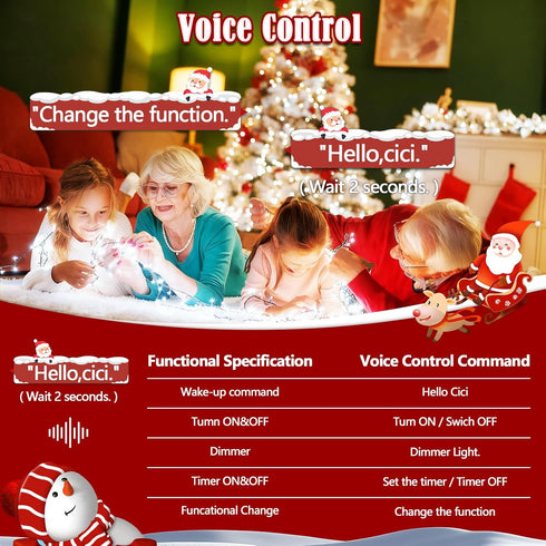 2026 88ft 240LED 12Modes, 7Voice Commands New Voice Control Smart Christmas String Lights Outdoor/Indoor | String