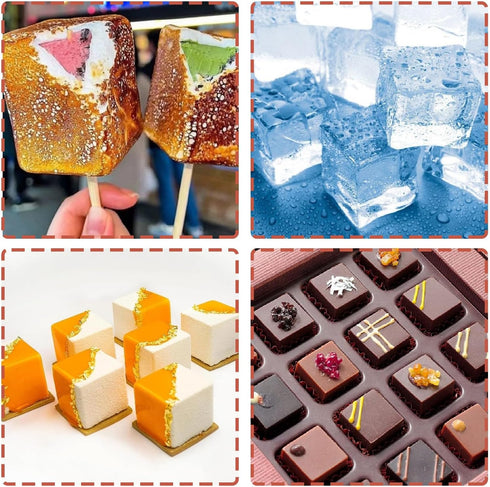 Square Silicone Mold, 2 Pack 15 Cavity Cube Mousse Cake Baking Molds for Soap, Candy Chocolate Cubes & Ice Cream