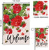 Welcome Spring Geranium Decorative Garden Flag, Red Floral Flowers Bee Yard Outside Decorations, 12 x 18