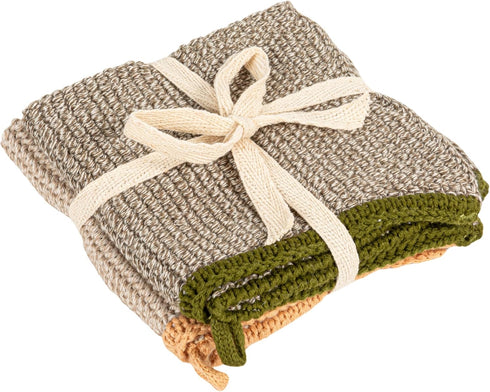 Creative Co-Op Square Cotton Knit Dish Cloth, Set of 2, Multi (DF3785)