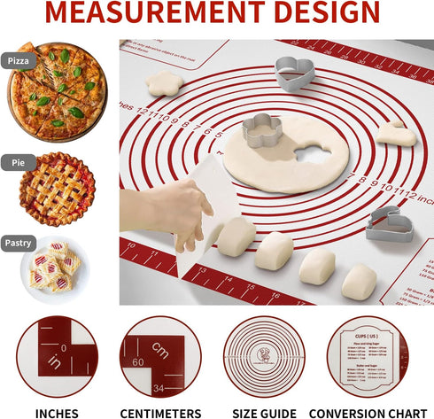 Extra Large Silicone Baking Mat, Non-Stick Pastry Sheet for Dough Rolling, Counter Mat Oven Liner 26 x 16 Inch