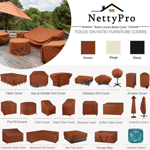 2 Pack 4-6 28 35 45 inch, NettyPro Stackable Chair Covers Waterproof Outdoor Stack Chairs Cover Patio Furniture