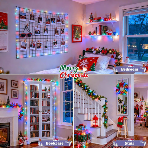 2 Pack 400 132ft 8 JMEXSUSS Multicolor Fairy Lights Battery Operated, Total LED Multicolor String Lights with Remote