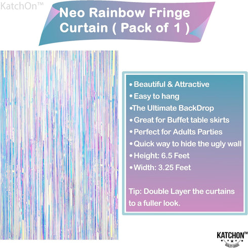 KatchOn Neon Iridescent Streamers, Pack of 2, Iridescent Party Decorations for Mermaid Birthday & Bachelorette Parties