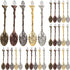 AUEAR 50 Pack Vintage Crystal Spoons Set, Carved Coffee Tea Spoons for Home Office Party Supplies