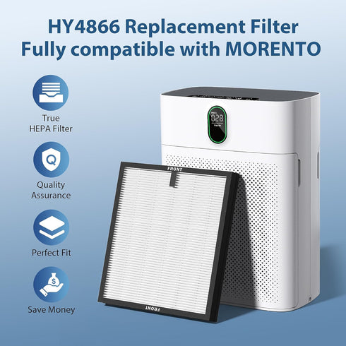 CHIVALZ 4 Pack HY4866 True HEPA Replacement Filters for MORENTO and WESTHEY HY4866 Air Purifiers