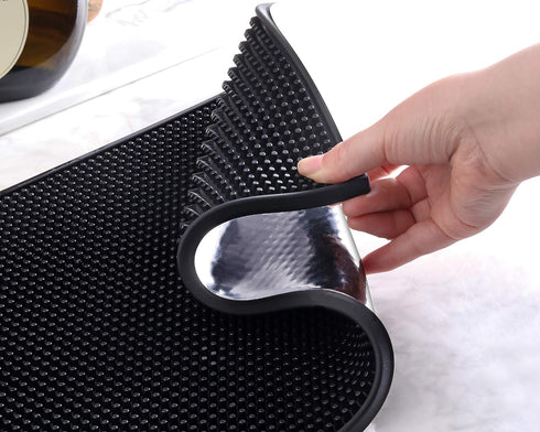 New Star Foodservice 48421 Rubber Bar Service Mat, 12-Inch by 18-Inch, Black