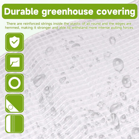 NoderLoya 16Mil Grommets 10ft*20ft) Greenhouse Cover,Clear Greenhouse Plastic Covering, Thickness Heavy Duty Clear tarp