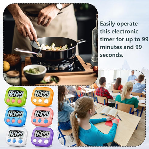 Digital Kitchen Timer 4 Pack, Magnetic Timers with Big Display and Loud Ring for Cooking, Classroom, Game