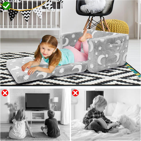SLIGUY Toddler Couch, Toddler Chair. Kids Couch, Baby Couch, Couch for Kids, Toddler Convertible to Lounger Pull Out