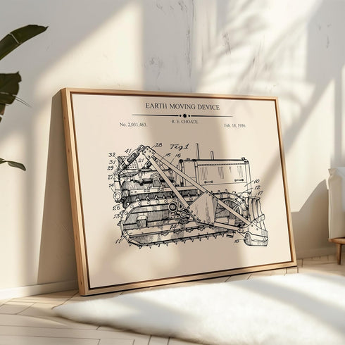 4-Piece Bulldozer 8x10 Poster Master Vintage Construction Blueprint Poster - Patent Print - Concrete Transporting Truck