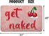 Cherry Bath Mat for Bathroom - Get Naked Pink Bathtub Rug, 31"x20", Funny Cute Super Absorbent Decor