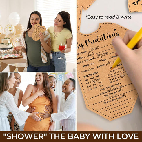 WOODAMORE Baby Prediction and Advice Cards - Well Wishes Cards for Baby Shower Decorations Gender Neutral, Hilarious