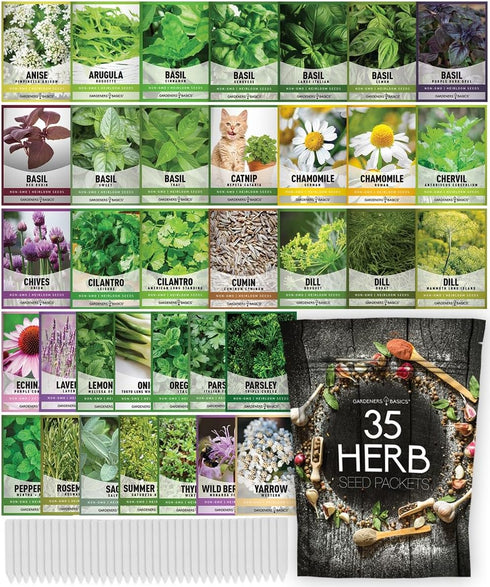 35 Medicinal Herb Seeds Variety Pack Heirloom Non-GMO Healing & Culinary Herbs