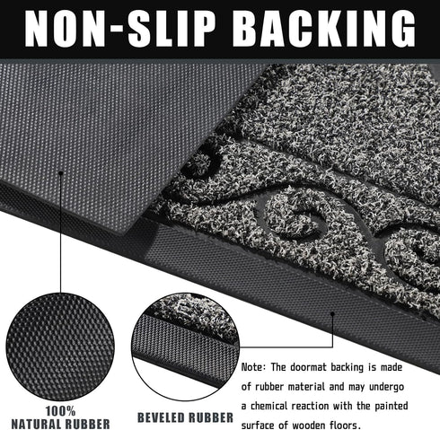 Yimobra Heavy Duty Welcome Mat, Sturdy Door Mats for Home Entrance, Waterproof Low Profile Doormat, 29.5 x 17, Black