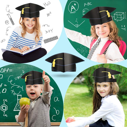 Syhood 36 Pcs Adjustable Graduation Cap for Kids and Adults, 2025 Graduation Hat for Ceremony Party, Black