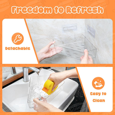 2 Pack Bath Toy Storage Corner Adhesive Shower Caddy for Baby Bath Toys Bathtub Toy Storage Holder Organizer Large