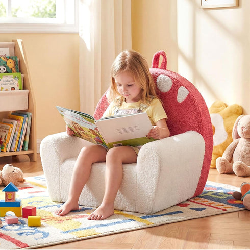 3+ Costzon Kids Couch, Comfy Toddler Soft Sofa Chair with Fleece Fabric Cover, Kids Furniture for Playroom, Children