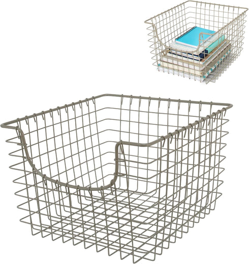 Spectrum Diversified Scoop Wire Basket, Vintage-Inspired Steel Storage for Kitchen, Pantry, Bathroom